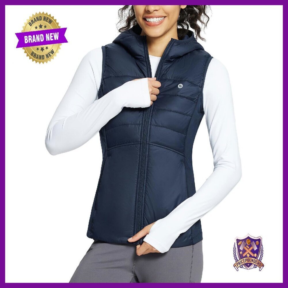 Slim Fit Hooded Puffer Vest Lightweight Fleece Sleeveless Jacket